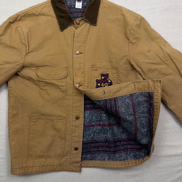 Vintage 90s Big Ben Mens Tan Canvas Chore Coat Blanket Lined Work Jacket 44 - Picture 3 of 9